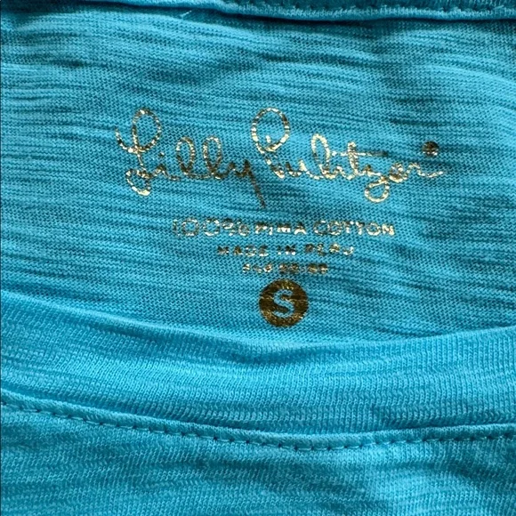 Lilly Pulitzer Aqua Etta Slub Cotton Shirt, size S, like new - Picture 3 of 4